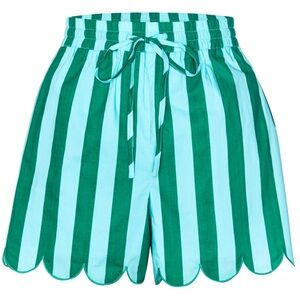 English Factory Green and Light Blue Striped Women's Shorts from Shop Avara
